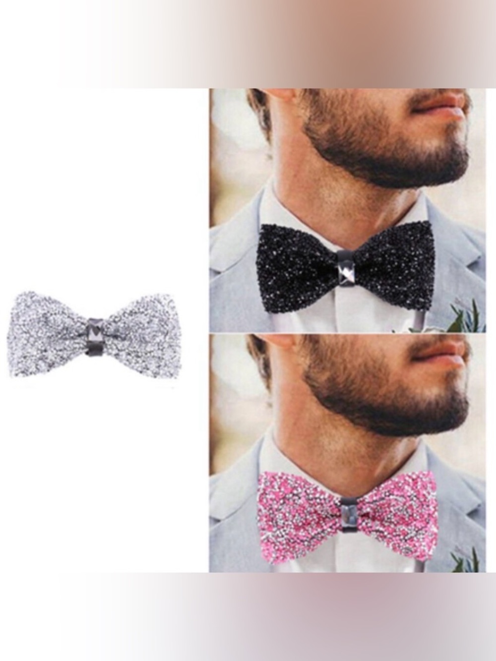 NEW Rhinestone Glitter Bow-Tie - Adjustable & Multiple Colors Available! - Picture 4 of 9